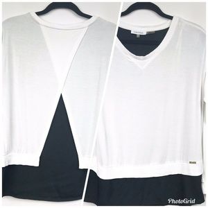 Calvin Klein Split Back Top Contrast LS Oversize